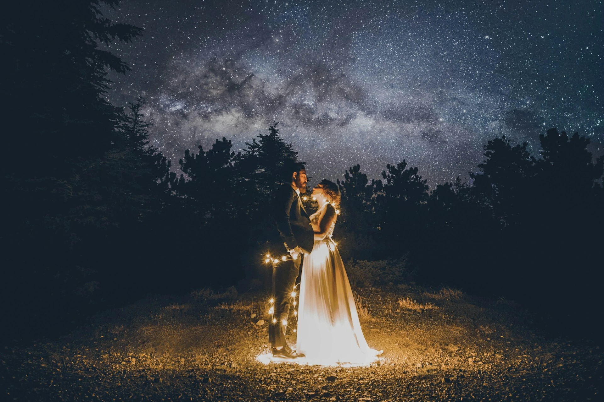 Aria and James under the stars